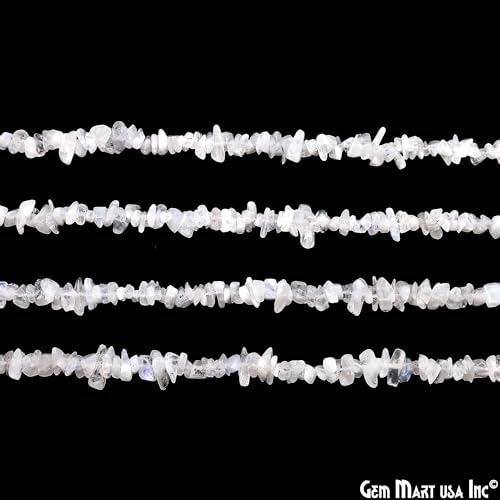GM GemMartUSA Rainbow Moonstone Natural Raw Chip Strands | Semi-Precious | AAA+ Quality 1 Strand 34” | DIY Bracelet Jewelry Making, Healing Crystal Craft| 4-6mm - White Color Gemstones (CHRM-70001) - color: Rainbow Moonstone (CHRM-70001)