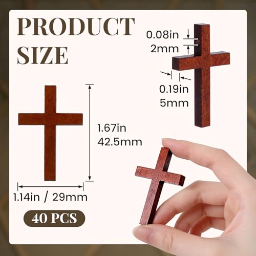 40 Pcs Religious Cross Beads for Bracelets, Cross Charms for Jewelry Making, Bracelets, Necklaces, DIY Crafts - color: 40pcs, 43x29mm, Brown