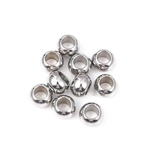 BEADIA Stainless Steel Spacer Beads 12x8mm Round Loose Charm Caps Beads for DIY Jewelry Making 10pcs with 6.5mm Hole - color: 12x8mm 6.5mm