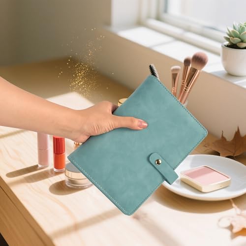 Travel Jewelry Binder Organizer Ring Binders - Jewelry Boxes PU Leather Case with Zipper Velvet Jewelry Pouch Bags for Daily Use & Gifting - Mint Green - color: Flatpattern_mint Green
