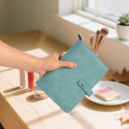 Travel Jewelry Binder Organizer Ring Binders - Jewelry Boxes PU Leather Case with Zipper Velvet Jewelry Pouch Bags for Daily Use & Gifting - Mint Green - color: Flatpattern_mint Green