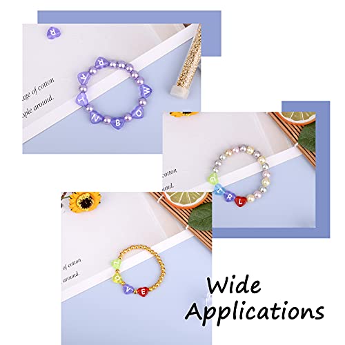 Cheriswelry 100pcs Heart Transparent Acrylic Letter Beads Purple Alphabet Crystal Beads Horizontal Hole Loose Spacer Bead 10.5x11.5mm for DIY Earring Bracelet Necklace Jewelry Making - color: Purple-Heart