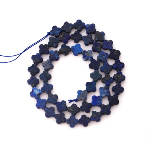 8mm Natural Lapis Lazuli Gemstone Faceted Clovers Beads Four-Leaf Spacer Loose Beads for DIY Jewelry Making Beads - color: Lapis Lazuli