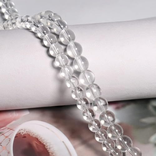 60pcs Clear Quartz Stone Beads，6mm Healing Power Natural Stone Round Loose Beads for Jewelry Making Earring Necklace DIY Crafts - color: Smooth Clear Quartz Stone, size: 6mm 60beads