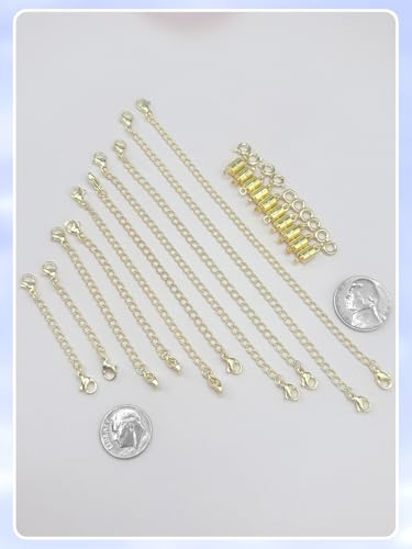 Evnlo Necklace Extender and Magnetic Necklace Clasp,Gold Chain Extenders for Necklaces Bracelet Jewelry - color: 20Pcs Gold