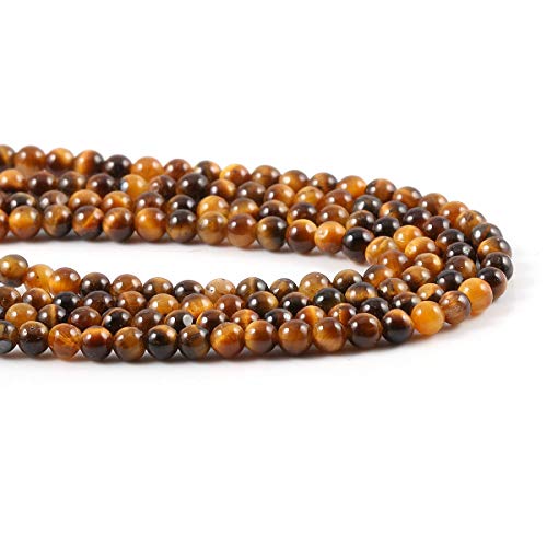 Natural Tiger Eye Stone Gemstone Round Stone Beads for Jewelry Making DIY Bracelet Necklace (3mm) 2 Strands - color: Tiger Eye Stone, size: 3mm
