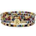 Set of 4 Colorful Bead Initial Bracelets, Personalized Stackable Jewelry, Adjustable Stretchy Charm Bracelets for Women, Beaded Bracelet Set, Trendy Custom Jewelry Gift - style: Colorful Bead - R