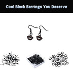 600Pcs/Pack Hypoallergenic Earring Hooks Kit Earring Hooks Open Jump Rings Earring Back Connects for DIY Jewelry Making Supplies Accessories (Black) - color: Black