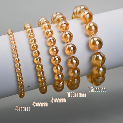 Gocelyn 476PCS Round Crystal Glass Beads for Jewelry Making(Champagne Golden), Glass Spacer Loose Beads for Crafts Bracelets Necklaces Charms Pendants 4/6/8/10/12mm - color: Round Glass Beads: Champagne Golden