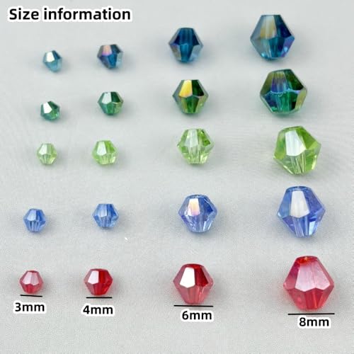600pcs 3mm Bicone Crystal Glass Beads Faceted Bicone Crystal Beads Bulk Glass Spacer Beads for Bracelets Necklace Pendants Earrings DIY Jewelry Craft Making(Crystal Purple AB) - color: Crystal Purple AB, size: 3mm