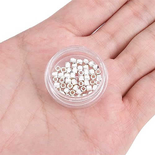 BEADIA Silver Plated Faceted Spacer Beads 2.5x2.5mm 50pcs for Jewelry Making Findings Non Tarnish - color: Silver, size: 2.5x2.5mm Faceted