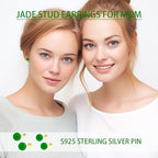 Jade Green Stud Earrings, Natural Round Beaded Agate Emerald Garnet Obsidian Gemstone Ear Studs Ball Jade Jewelry Gift, Green 8mm - color: green-6mm