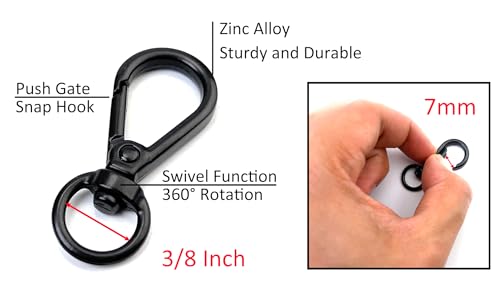 10 Pcs Heavy Duty Swivel Lobster Claw Clasps 3/8 Inch Push Gate Snap Hooks Trigger Clips for Handbag Purse Keychain - color: Antique Gold