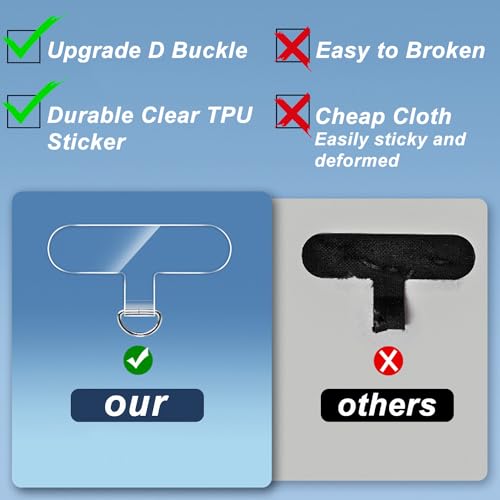 12-Piece Universal Phone Lanyard Patch - No Adhesive, Cell Phone Strap Replacement Part - color: Silver