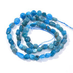 Blue Apatite Pebble Nugget Oval Free Tumbled Stone 6-8mm Natural Gemstone Loose Beads Approx 15.5 inch for DIY Jewelry Making - color: Blue Apatite