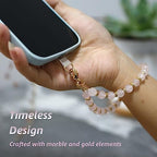 Marble Beaded Phone Wrist Strap,Detachable Phone Bracelet Strap with Tether Tab,Hands-Free Wristlet Strap (Pink-2) - color: Pink-2