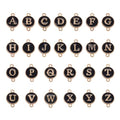 KISSITTY Flat Round with Alphabet Connector Charms Alloy Enamel Letter Links Connectors for DIY Bracelet Earring Jewelry Making - color: Black