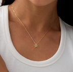 Valloey Rover Gold Necklace for Women 14K Gold Plated Circle Cubic Zirconia Pendant Necklace Dainty Twist Rope Chain Necklace Simple Jewelry Gift for Women - style: Gold-Star