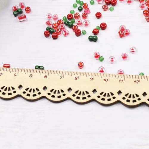 Mixed Red and Green Beads Size 6/0 Crafts Glass Seed Beads 4mm for Jewelry Making (Total About 100g About 1200pcs) - color: Mixed Red and Green