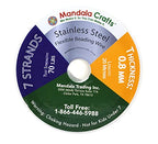 Mandala Crafts 7 Strand Beading Wire for Jewelry Making - 65 FT 20 Gauge Stainless Steel Braided Tiger Tail Wire for Bead Stringing - size: 7 Strands 20 Gauge 0.8MM 65FT