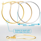 Hoop Earring Findings Stainless Steel Earrings Beading Round Earrings Hypoallergenic Hoop Earrings Open Beading Hoop for Jewelry Making DIY Crafts Art Creation (50mm) - color: 50mm