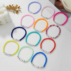 Friendship Bracelets Boho Stackable Bracelets for Women Surfer Heishi Clay Bead Bracelets Stretch Preppy Bracelets Colorful Boho Bracelets for Women - color: 12 pcs JOY