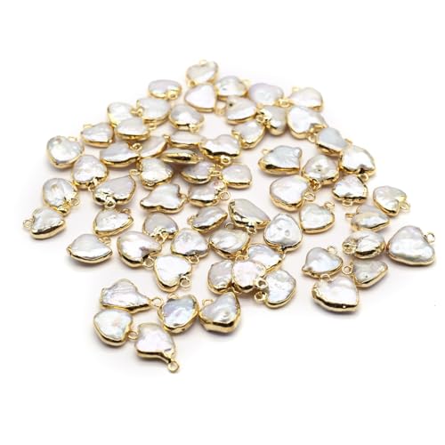 10PCS Natural Pearl Pendants Irregular Multiple Shapes Cultured Freshwater Baroque Pearl Charms for Jewelry Making Gift - color: 14x12mm