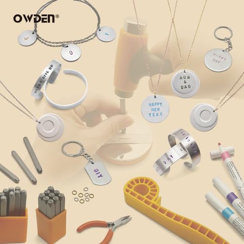 OWDEN 167 Pcs D.I.Y. Hand Stamped kit, Metal Stamping kit and DIY Personalized Stamp Jewelry Gift, Tag and Bracelet Blanks,Great Teenage Birthday Gift, Unique Handmade Jewelry