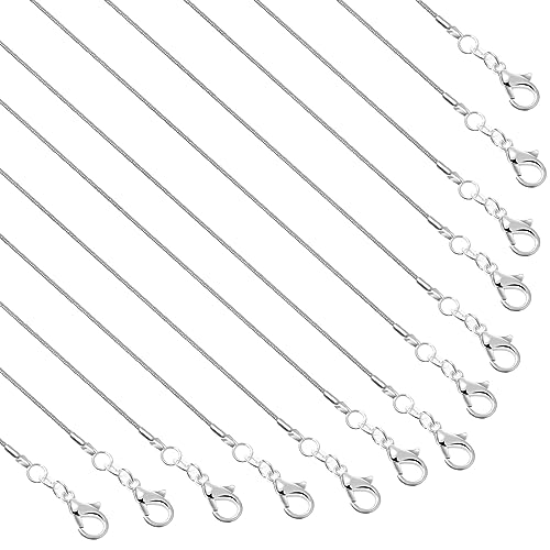 PAXCOO 25 Pack Chains for Jewelry Making, Necklace Chains Bulk Silver Plated Snake Chains for Necklace Jewelry Making, 1.2 mm - size: 18 Inches