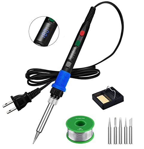 Soldering Iron Kit, 90W LED Digital Solder Iron Kit with Ceramic Heater, 110V Welding Tools with Smart Temperature Control, Auto Sleep, Temp Calibration, C/F, Accurate 176℉-896℉ - color: 90w- 9-in-1