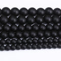 Frosted Black Glass Stone Beads for Jewelry Making Gemstone Round Crystal Bracelet Necklace 15.5inch 32PCS 12MM - color: Frosted Black Glass, size: 12MM
