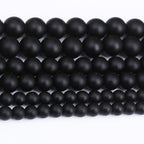 Frosted Black Glass Stone Beads for Jewelry Making Gemstone Round Crystal Bracelet Necklace 65 PCS 6MM 15.5 Inch - color: Frosted Black Glass, size: 6MM