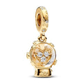 S925 Bead Dangle Charms for Bracelets Necklaces, Compatible with Pandora - style: Crystal Ball Charms 14K Gold Plated