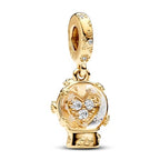 S925 Bead Dangle Charms for Bracelets Necklaces, Compatible with Pandora - style: Crystal Ball Charms 14K Gold Plated