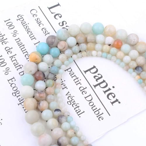Stone Beads, 60pcs Amazonite, 6mm Round Loose Beads for Jewelry Making, Bracelets, with Bag, String & Card - color: Amazonite, size: 6mm