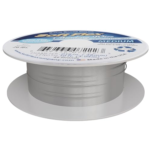 Soft Flex 49 Strand Beading Wire - Medium 0.19 Diameter - 10 Feet Nylon Design Wire - style: Satin Silver