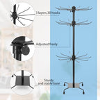 2 Pcs Jewelry Rack, Rotating Jewelry Stands with Hooks, Adjustable Display Holder Organizer, Metal Display Stand for Earrings, Necklace & Bracelet, Vendor Booth Accessories (Black)