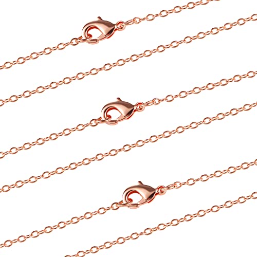 ALEXCRAFT Wholesale 12PCS Rose Gold Plated Solid Brass Chain Hypoallergenic Flat Cable Chains Link Bulk for Jewelry Making (20"(2.0MM)) - color: Rose Gold, size: 20 inch-0.079 inch