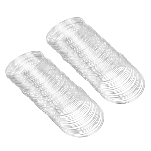 PATIKIL 100 Loops Memory Wire, 2pcs 0.8mm 20 Gauge Jewelry Wire Craft Wire Memory Steel Wire for Jewelry Making Bracelets Beading DIY Crafts, Silvery