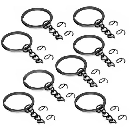 50Pcs Keychain Key Ring with Chain Bulk Split Key Chain,1.1 Inch Key Chains Parts with Open Jump Ring Connector for Jewelry Making Crafts (Black) - color: 50Pcs Black