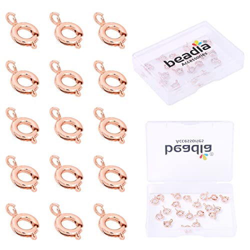 BEADIA Rose Gold Plated Spring Clasps Non Tarnish 6mm 20pcs for Jewelry Making Findings - color: Spring Clasps Rose Gold, size: 6mm