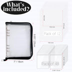Bracelet Holder Travel Jewelry Organizer Case Transparent Jewelry Storage Book for Earring Necklace Ring with Small Clear Zippered Pouch - color: Black,48 PCS Large Bags