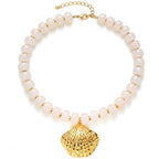 Chunky Beaded Starfish Shell Necklace for Women Colorful Boho Summer Chain Choker Beach Necklace with Acrylic Beads Trendy Chunky Jewelry Gifts - color: White