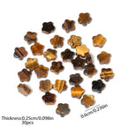 Songxi 60pcs 6mm Tiger Eye Plum Blossom Natural Stone Beads for Jewelry Making, Smooth Loose Flower Shape Gemstone Beads for Bracelets Necklace Earrings Making Supplies ﻿ - color: Tiger Eye