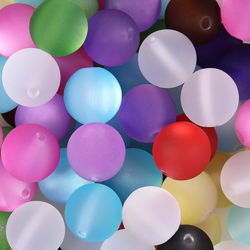 25pcs Resin Transparent Frosted Beads 16mm Cat Eye Circular Rubber Bead Spacer Bead DIY Making Friendship Bracelet Phone Chain Keychain Pen Beads Accessories (Dark Mixed Color) - color: Dark Mixed color