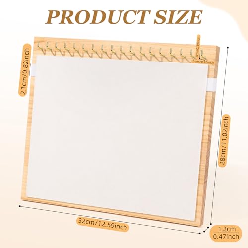 Necklace Dispaly Stand with 18 Hooks, Wooden Velvet Necklace Organizer Holder for Dispaly Necklaces Bracelet, Jewelry Stand Display with Elastic band for Selling Vendors Home,Beige