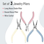 Mr. Pen- Pliers for Jewelry Making, 3 Pack, Chain Nose, Round Nose Pliers Set and Wire Cutter for Beading, Wire Wrapping, Jump Rings, Jewelry Repair, Crafting, DIY - color: Pastel