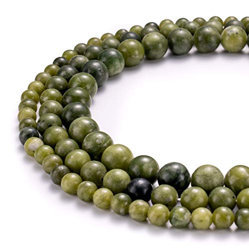 BEADIA Taiwan Green Jade Natural Stone Round Loose Semi Gemstone Beads for Jewelry Making 6MM 61PCS - color: Taiwan Green Jade, size: 6mm