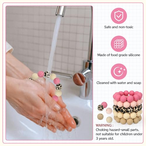 100 Pcs 15mm Silicone Beads for Keychain Making, Pink Gream Silicone Beads Bulk Round for Bracelets Pens Crafts Jewelry Making (Pink Gream) - color: Pink Gream