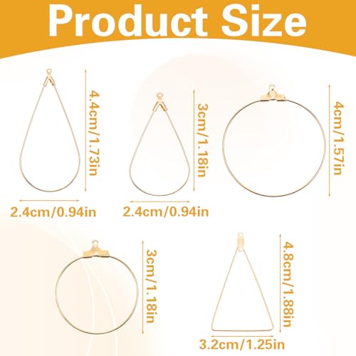 200 Pcs Earring Making Kit with Beading Hoop Earring Finding Component Accessories Earrings Hoops for Jewelry Making Open Back Bezel Pendants Geometric Hollow Frame Pendant for DIY Crafts Supplies